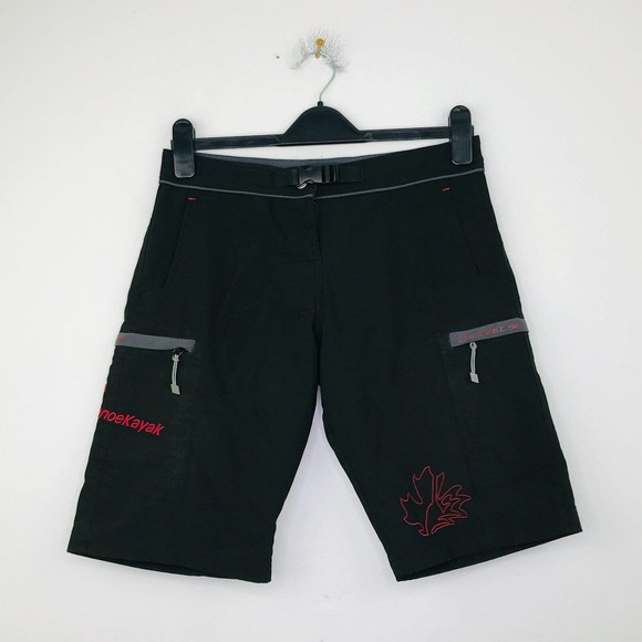 Level Six Women's 4 Shorts Black Canoe Kayak Canada Zip Cargo Bermuda Flaw CH15 - Picture 1 of 5